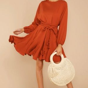Red Dress boutique orange long sleeve dress